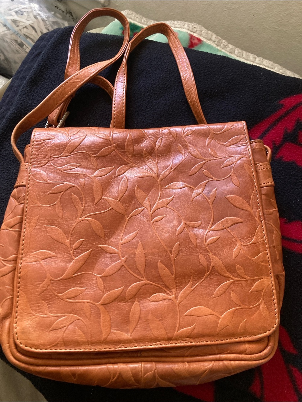 Patricia Nash Tan Floral-Embossed Shoulder Bag